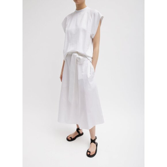 Tibi Womens Eco Poplin Back Wrap Midi Skirt White Cotton Tie Waist size 2 - Picture 4 of 14
